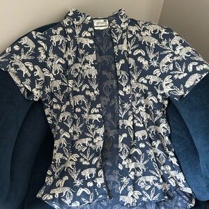 Bonobos Navy and White Tropical Print Shirt